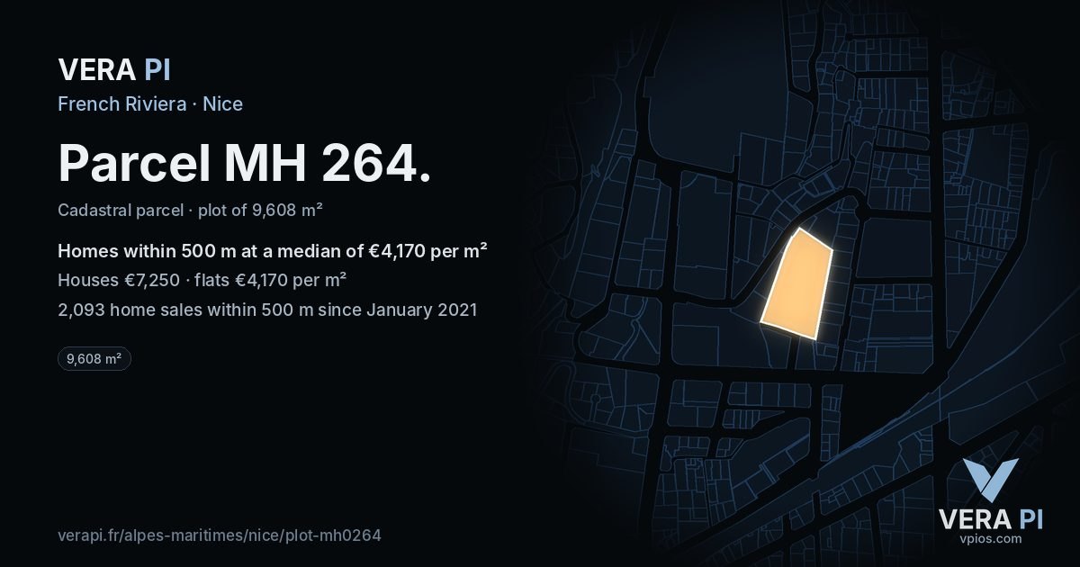 Parcel MH 264, Nice at night – the plot lit, the parcels around coloured by the prices near them