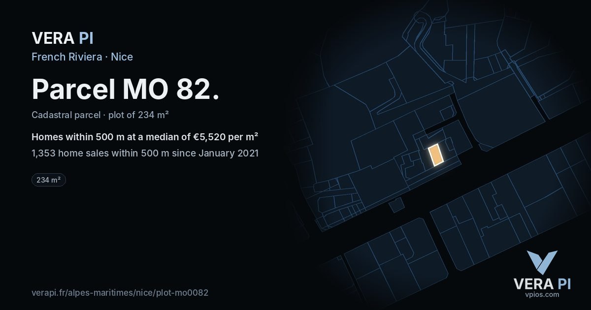 Parcel MO 82, Nice at night – the plot lit, the parcels around coloured by the prices near them