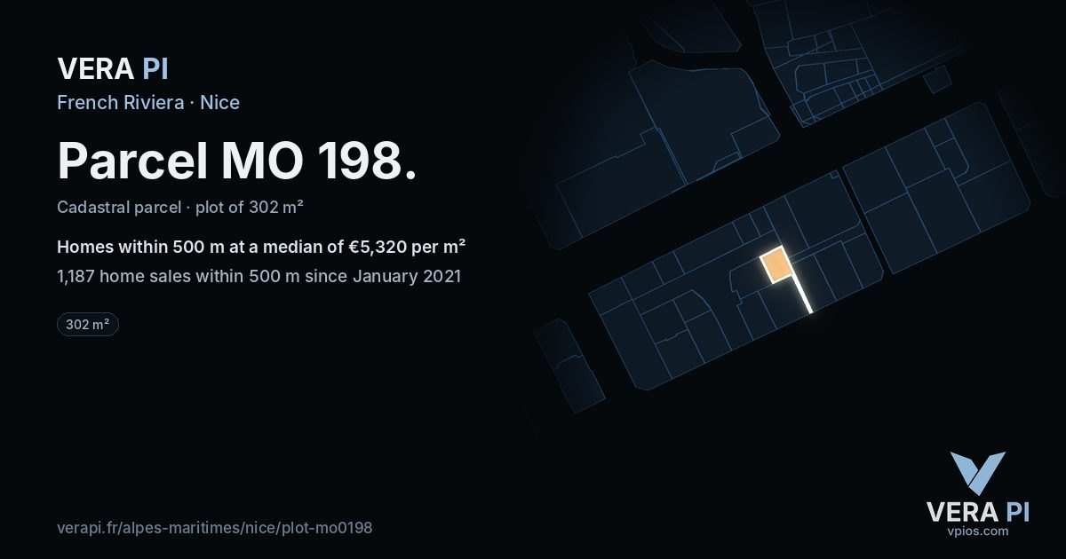 Parcel MO 198, Nice at night – the plot lit, the parcels around coloured by the prices near them