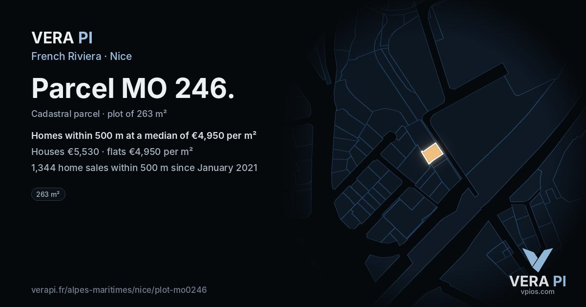 Parcel MO 246, Nice at night – the plot lit, the parcels around coloured by the prices near them