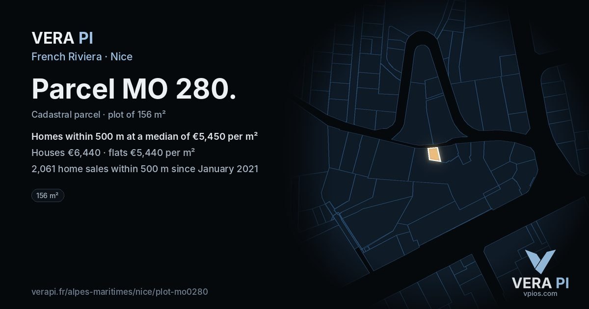 Parcel MO 280, Nice at night – the plot lit, the parcels around coloured by the prices near them
