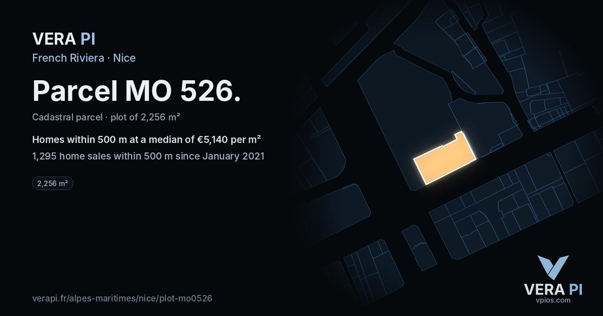 Parcel MO 526, Nice at night – the plot lit, the parcels around coloured by the prices near them