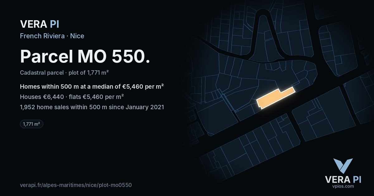 Parcel MO 550, Nice at night – the plot lit, the parcels around coloured by the prices near them