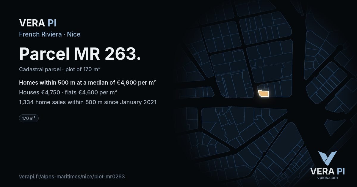 Parcel MR 263, Nice at night – the plot lit, the parcels around coloured by the prices near them