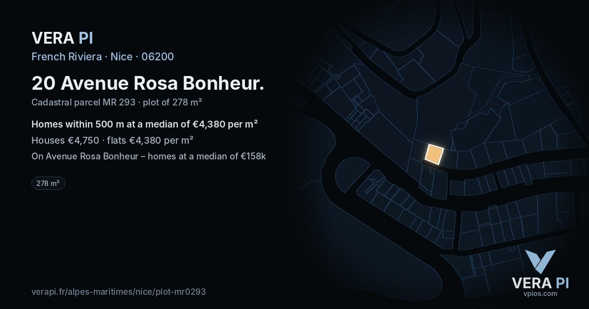 20 Avenue Rosa Bonheur, Nice at night – the plot lit, the parcels around coloured by the prices near them
