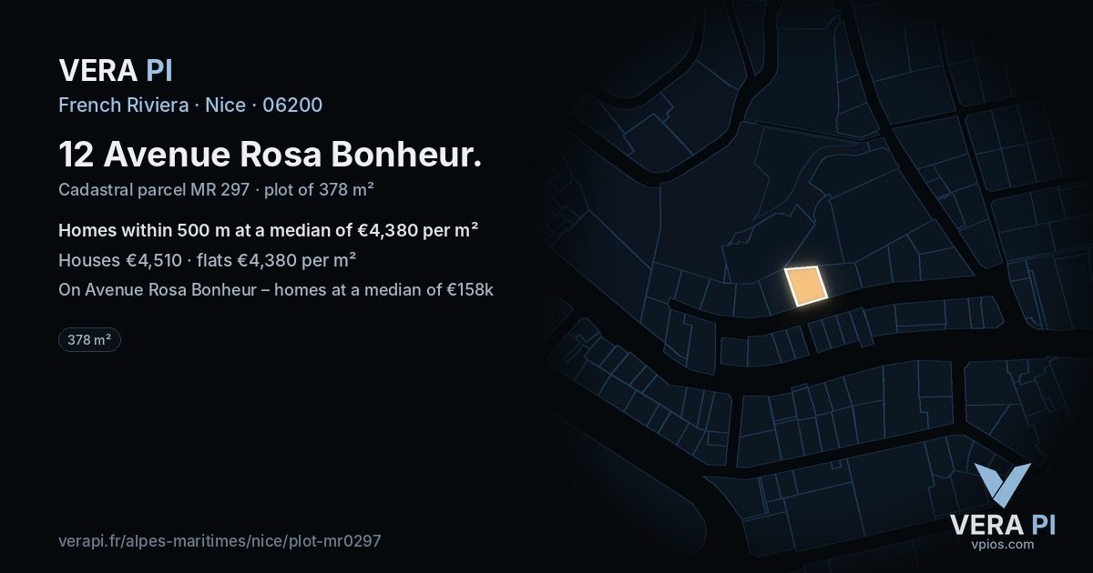 12 Avenue Rosa Bonheur, Nice at night – the plot lit, the parcels around coloured by the prices near them