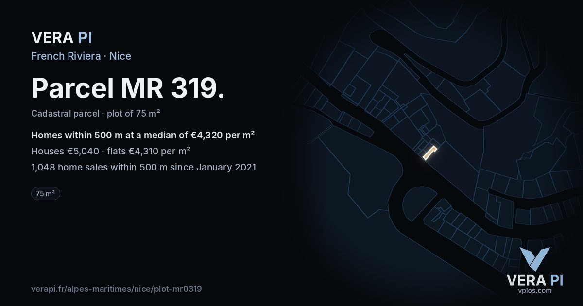 Parcel MR 319, Nice at night – the plot lit, the parcels around coloured by the prices near them