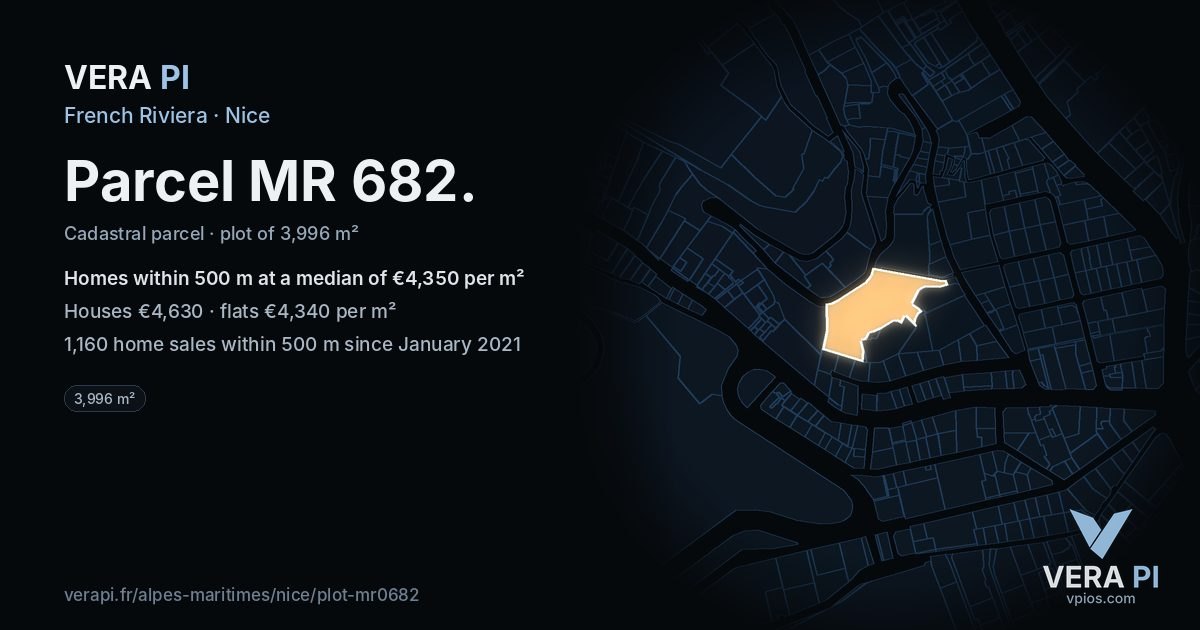 Parcel MR 682, Nice at night – the plot lit, the parcels around coloured by the prices near them