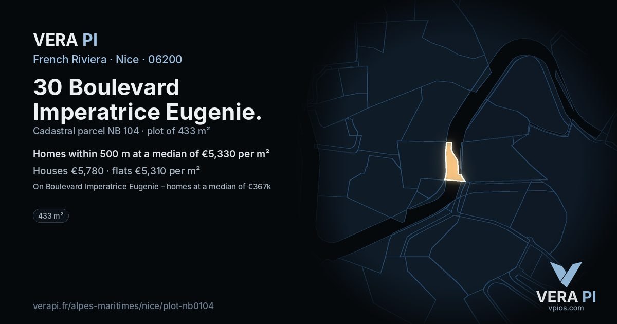30 Boulevard Imperatrice Eugenie, Nice at night – the plot lit, the parcels around coloured by the prices near them