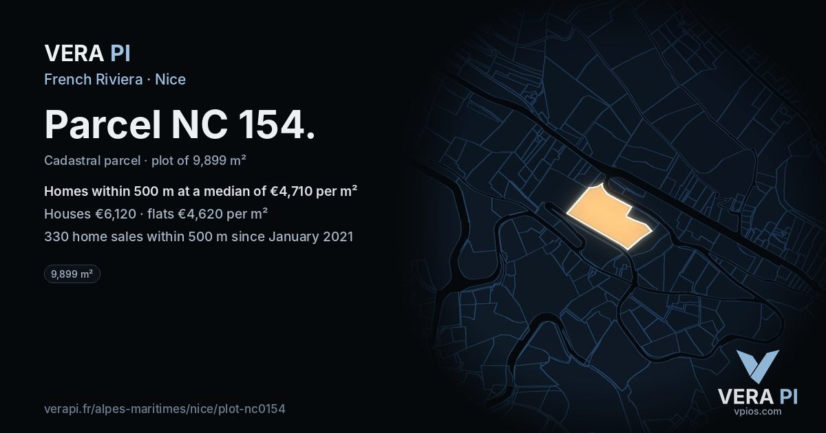 Parcel NC 154, Nice at night – the plot lit, the parcels around coloured by the prices near them