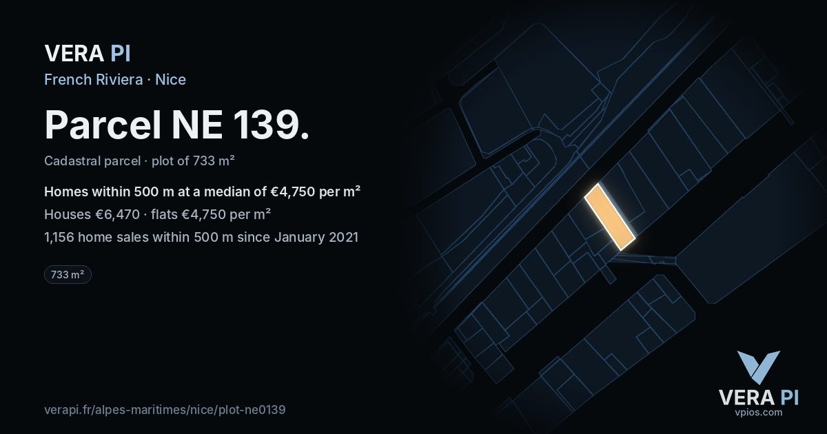 Parcel NE 139, Nice at night – the plot lit, the parcels around coloured by the prices near them