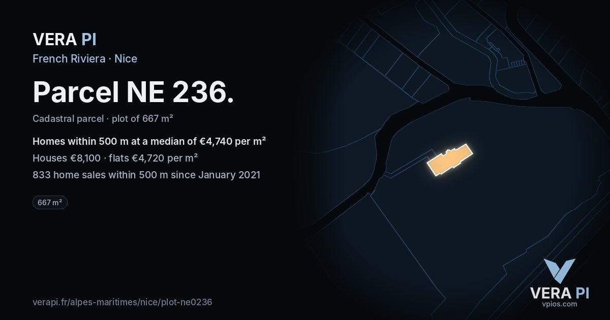 Parcel NE 236, Nice at night – the plot lit, the parcels around coloured by the prices near them