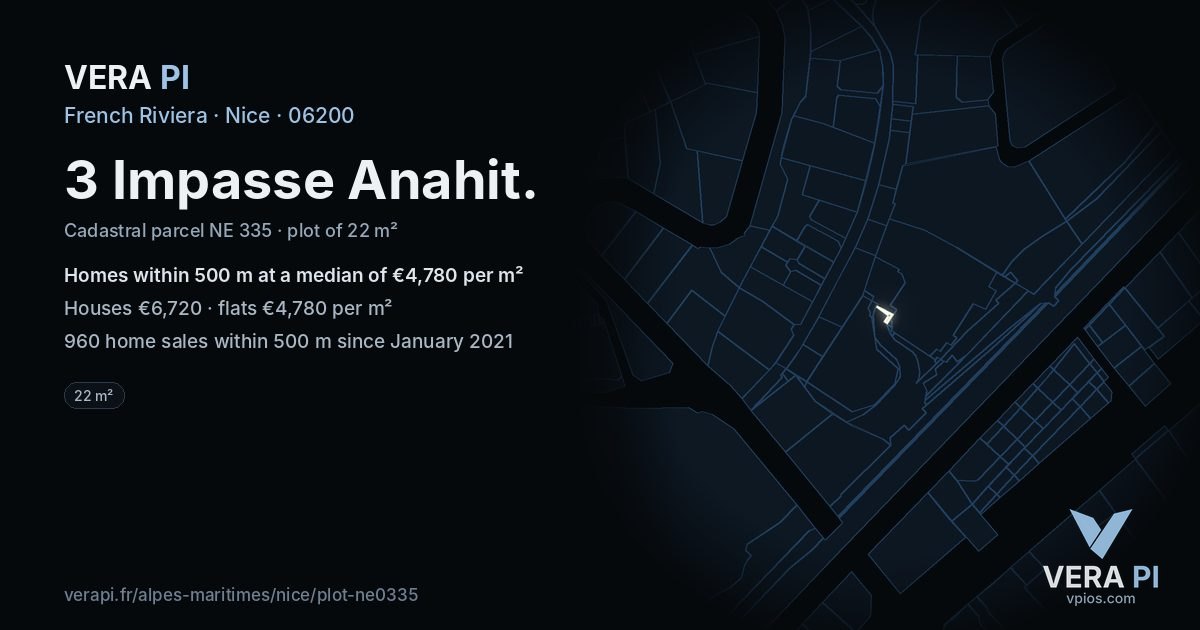 3 Impasse Anahit, Nice at night – the plot lit, the parcels around coloured by the prices near them