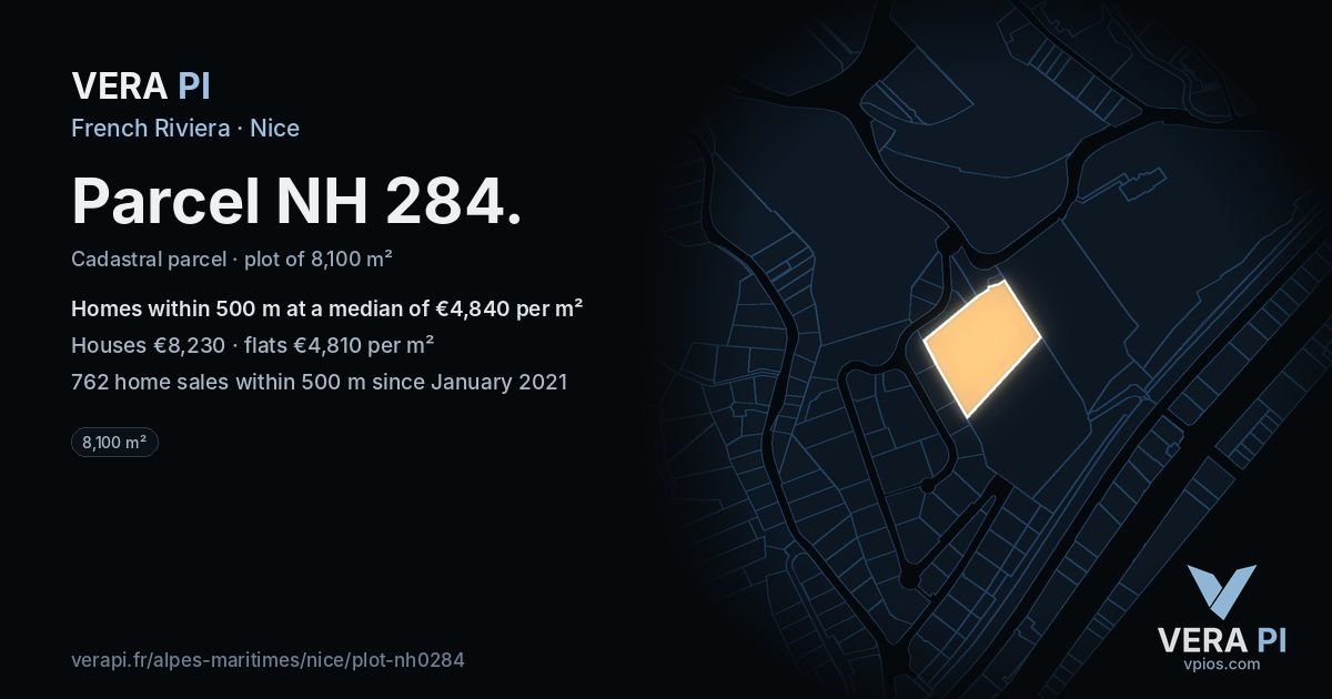 Parcel NH 284, Nice at night – the plot lit, the parcels around coloured by the prices near them