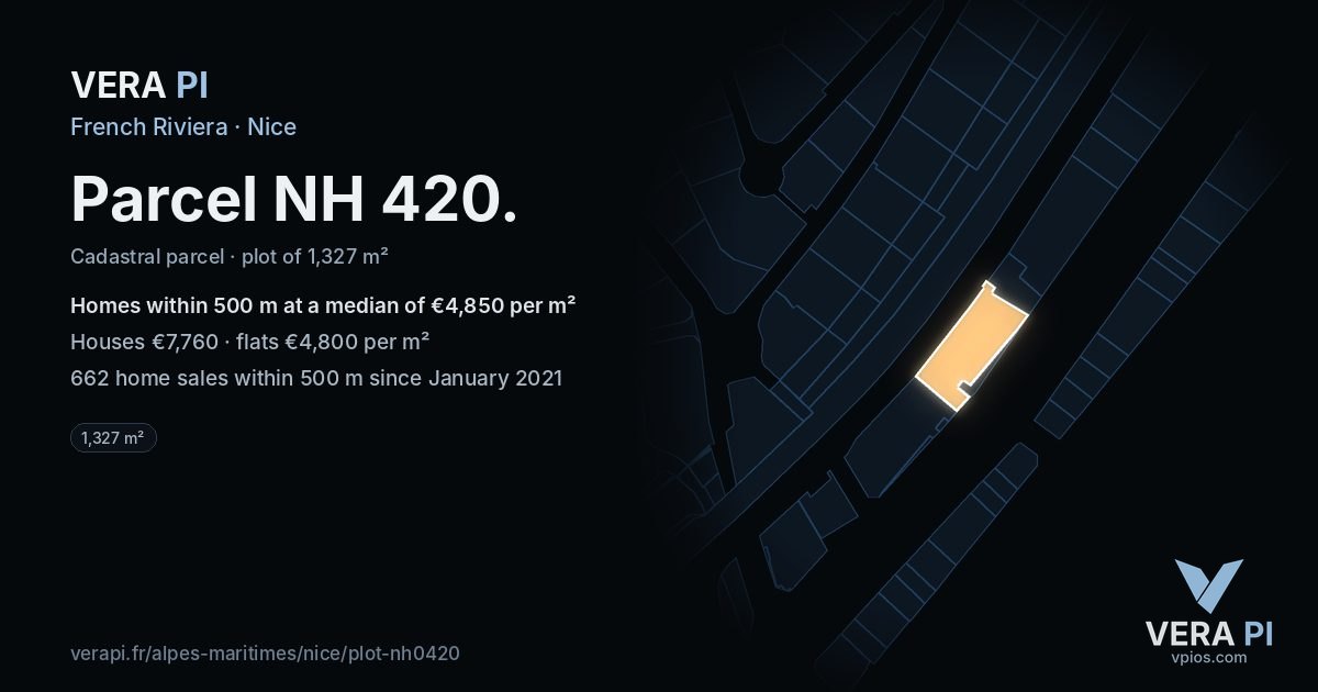 Parcel NH 420, Nice at night – the plot lit, the parcels around coloured by the prices near them