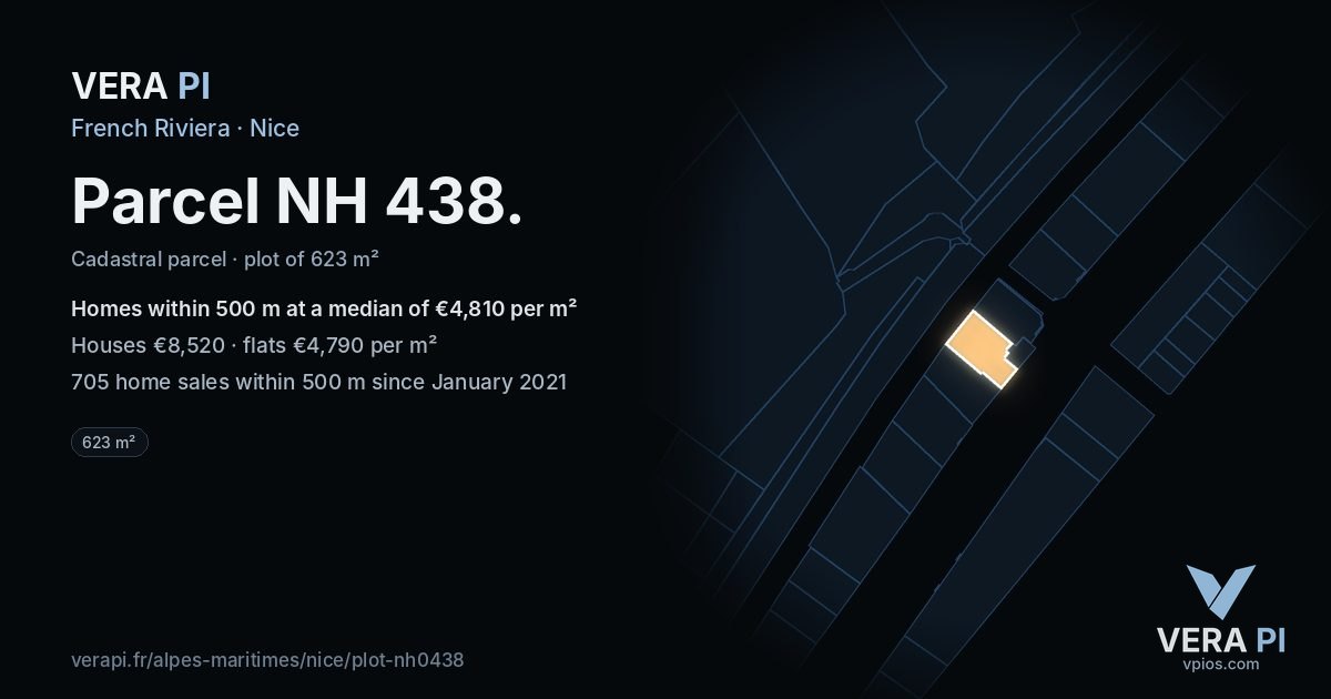 Parcel NH 438, Nice at night – the plot lit, the parcels around coloured by the prices near them