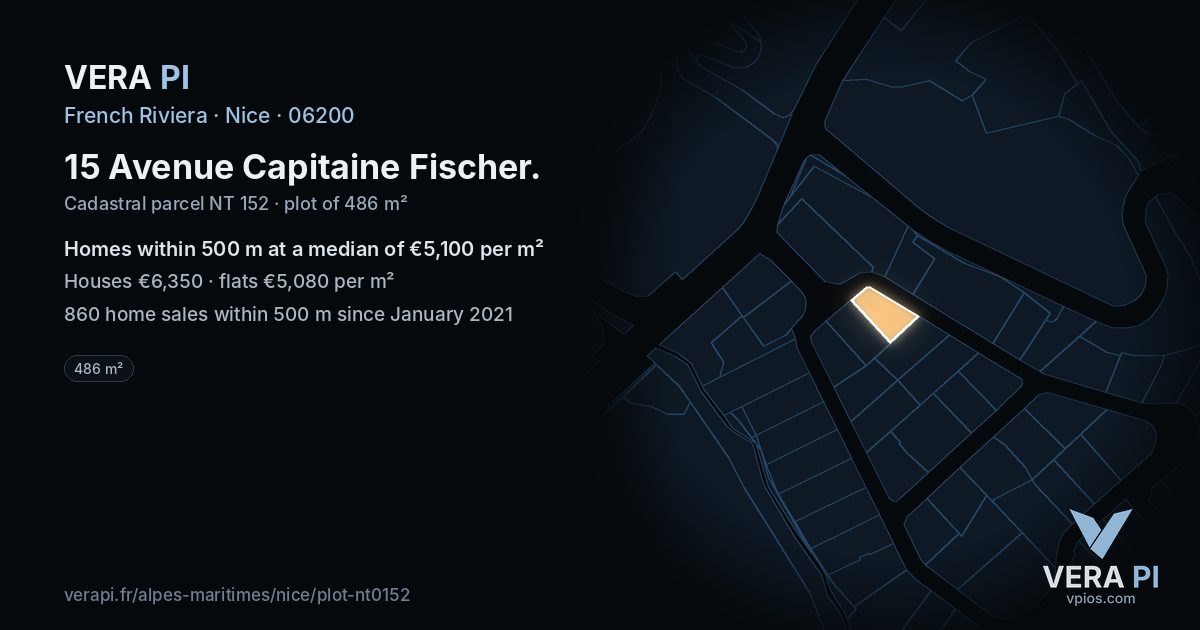15 Avenue Capitaine Fischer, Nice at night – the plot lit, the parcels around coloured by the prices near them