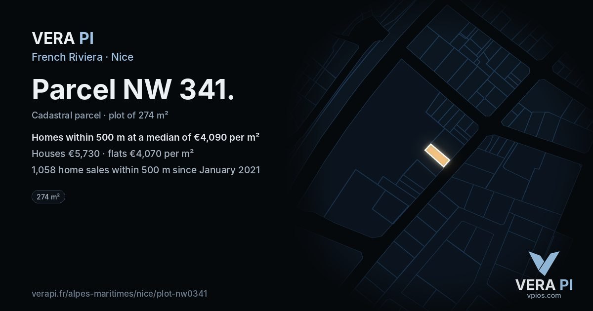 Parcel NW 341, Nice at night – the plot lit, the parcels around coloured by the prices near them