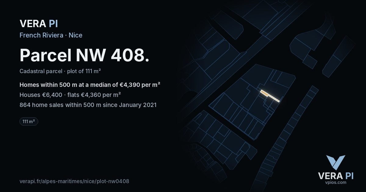 Parcel NW 408, Nice at night – the plot lit, the parcels around coloured by the prices near them