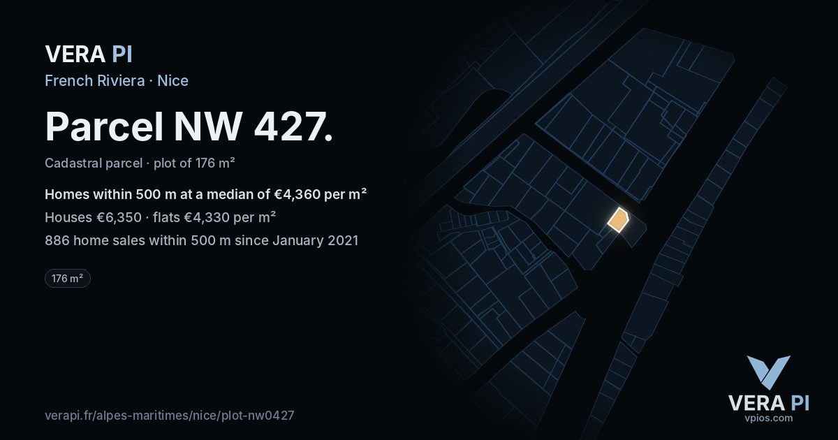 Parcel NW 427, Nice at night – the plot lit, the parcels around coloured by the prices near them