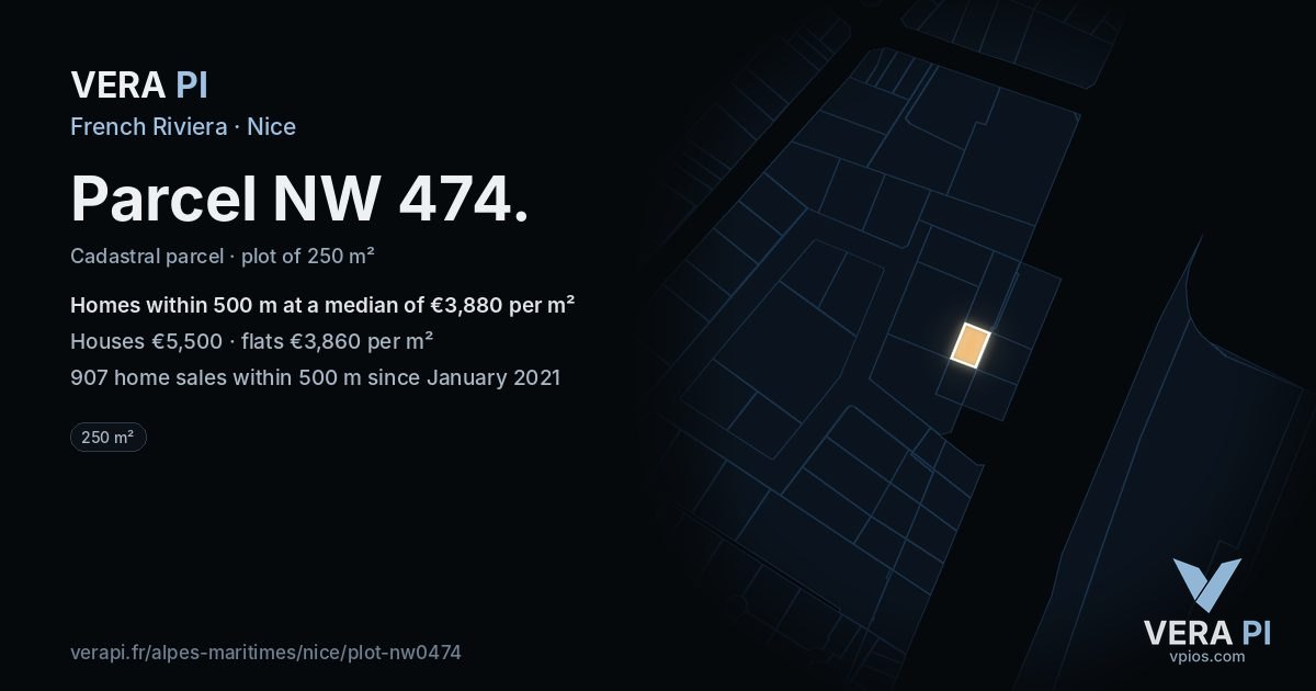 Parcel NW 474, Nice at night – the plot lit, the parcels around coloured by the prices near them