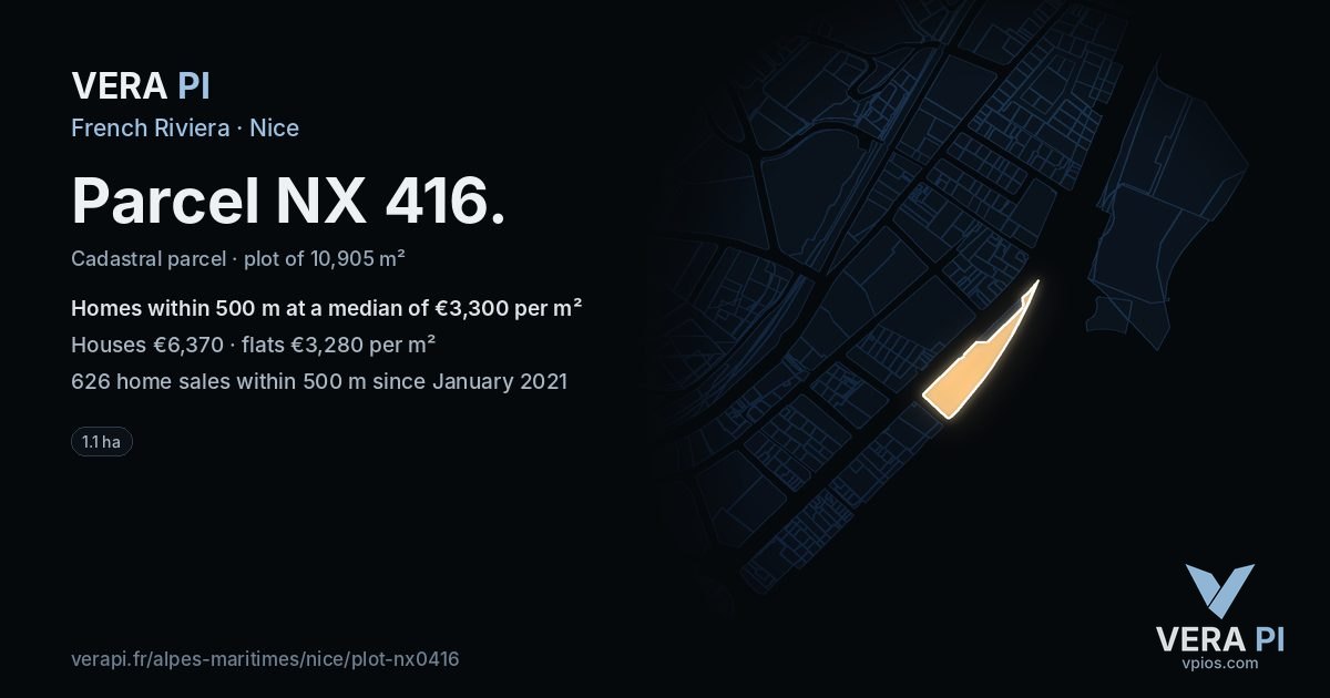 Parcel NX 416, Nice at night – the plot lit, the parcels around coloured by the prices near them