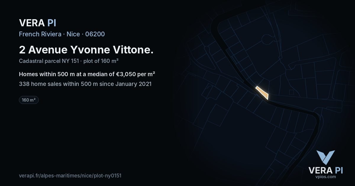 2 Avenue Yvonne Vittone, Nice at night – the plot lit, the parcels around coloured by the prices near them