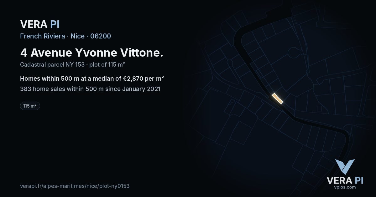 4 Avenue Yvonne Vittone, Nice at night – the plot lit, the parcels around coloured by the prices near them
