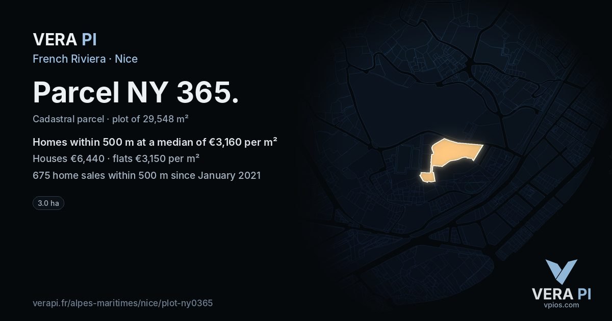 Parcel NY 365, Nice at night – the plot lit, the parcels around coloured by the prices near them