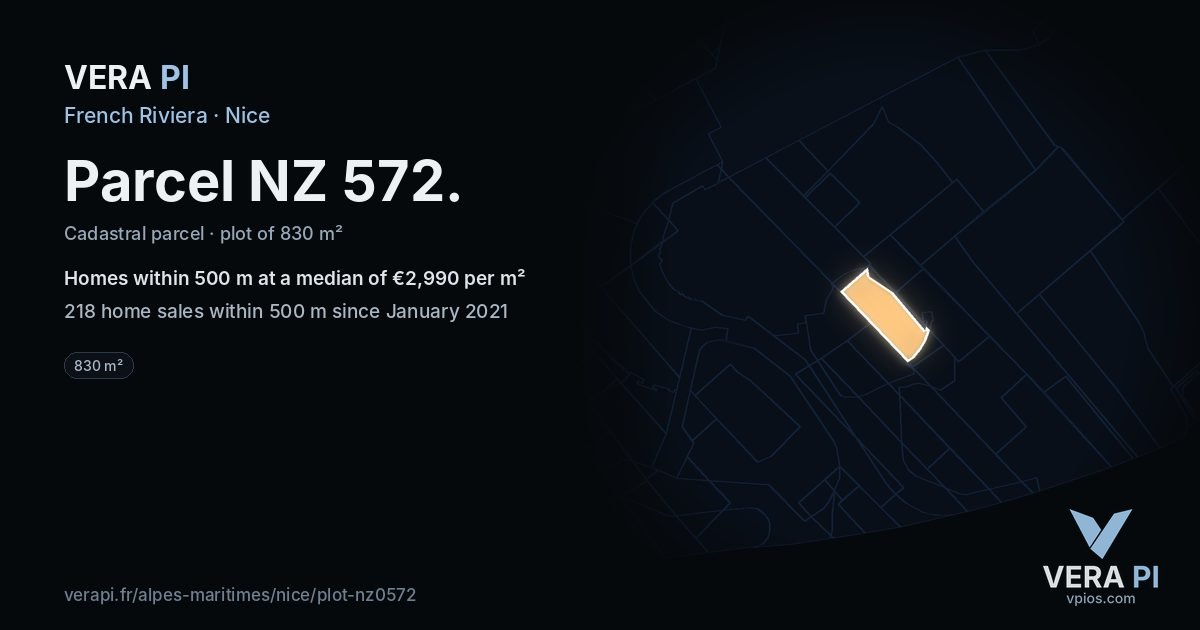 Parcel NZ 572, Nice at night – the plot lit, the parcels around coloured by the prices near them