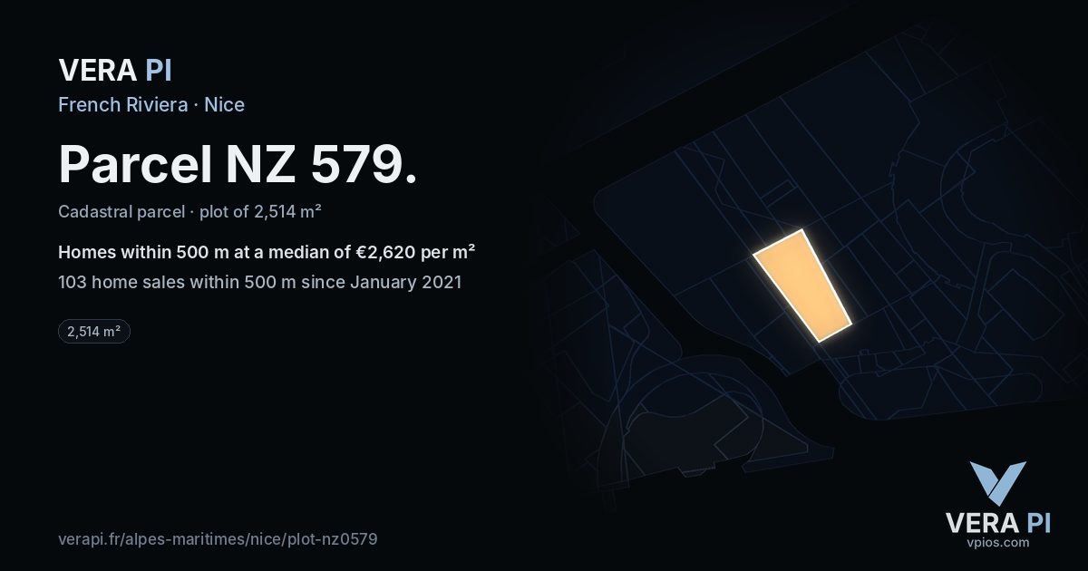 Parcel NZ 579, Nice at night – the plot lit, the parcels around coloured by the prices near them