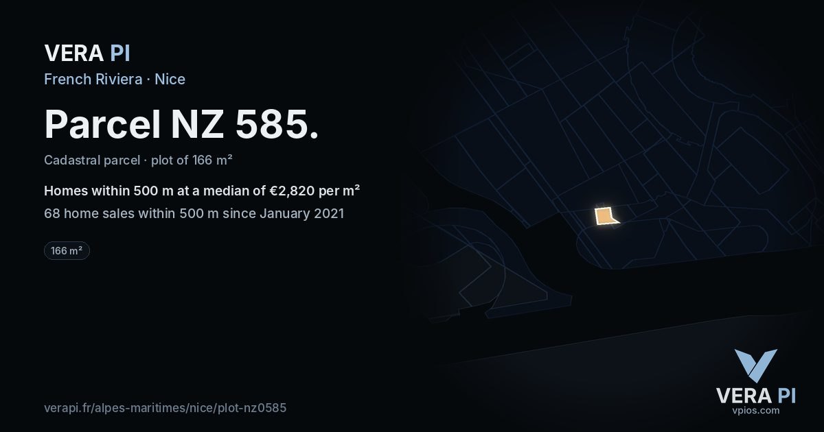 Parcel NZ 585, Nice at night – the plot lit, the parcels around coloured by the prices near them