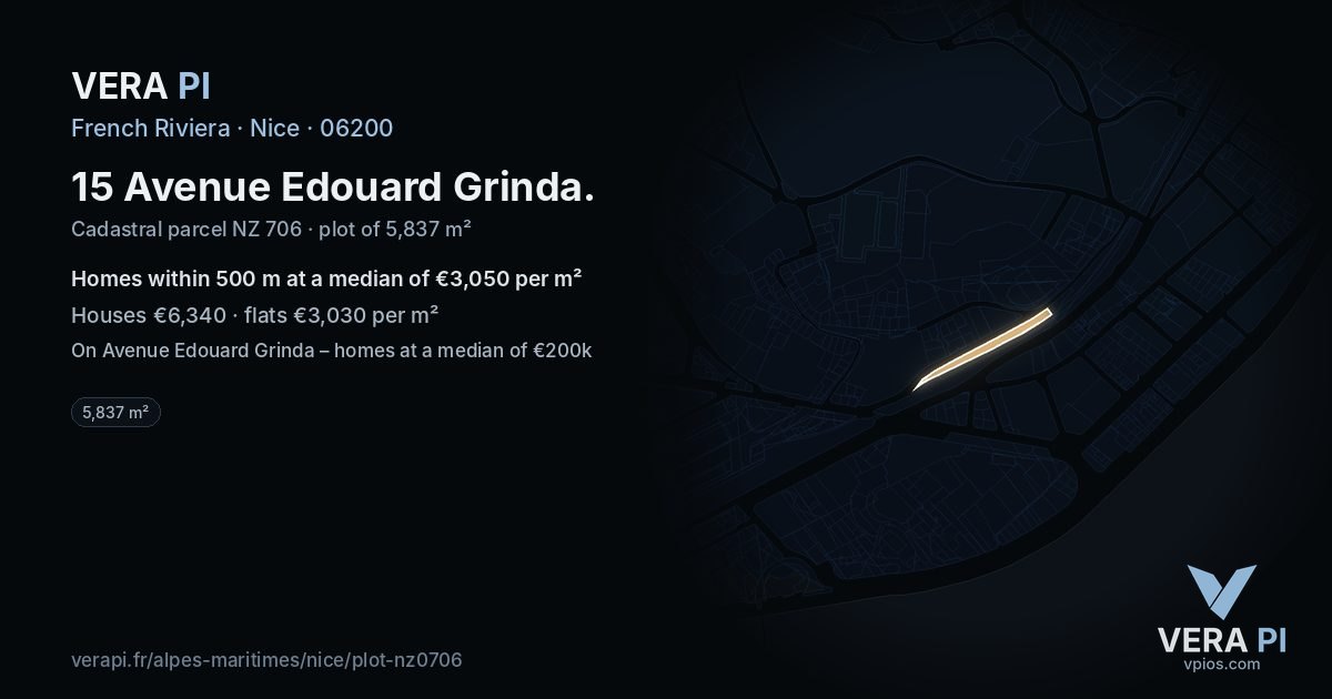15 Avenue Edouard Grinda, Nice at night – the plot lit, the parcels around coloured by the prices near them