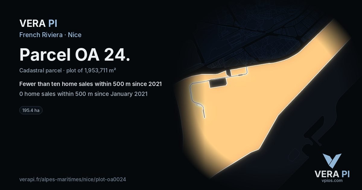 Parcel OA 24, Nice at night – the plot lit, the parcels around coloured by the prices near them