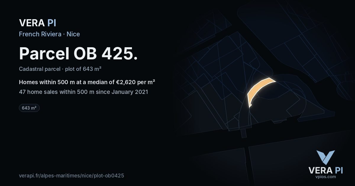 Parcel OB 425, Nice at night – the plot lit, the parcels around coloured by the prices near them