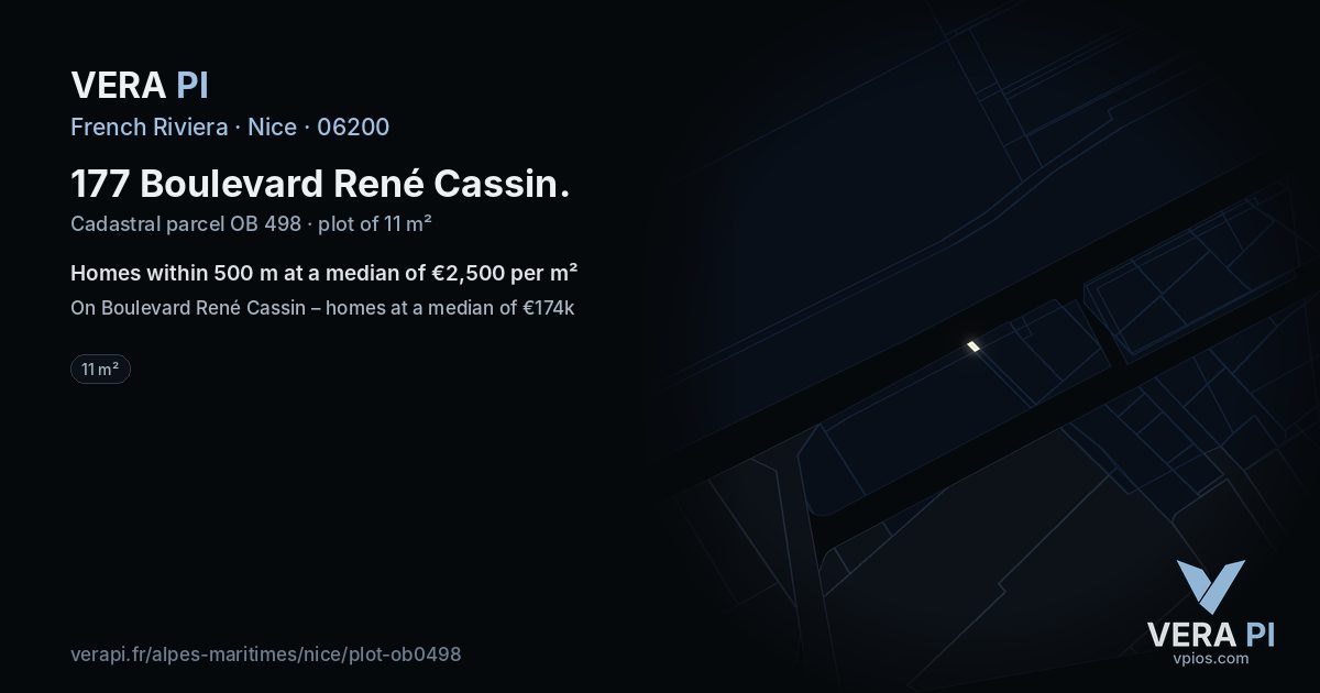 177 Boulevard René Cassin, Nice at night – the plot lit, the parcels around coloured by the prices near them