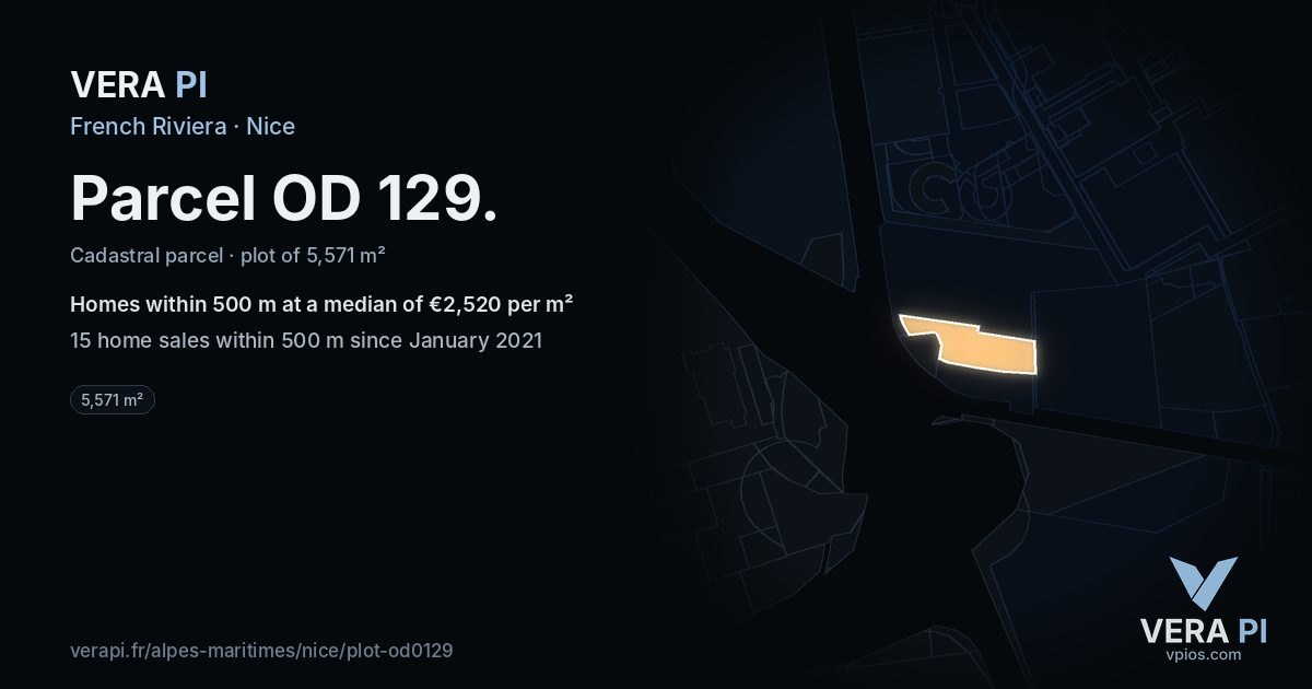 Parcel OD 129, Nice at night – the plot lit, the parcels around coloured by the prices near them