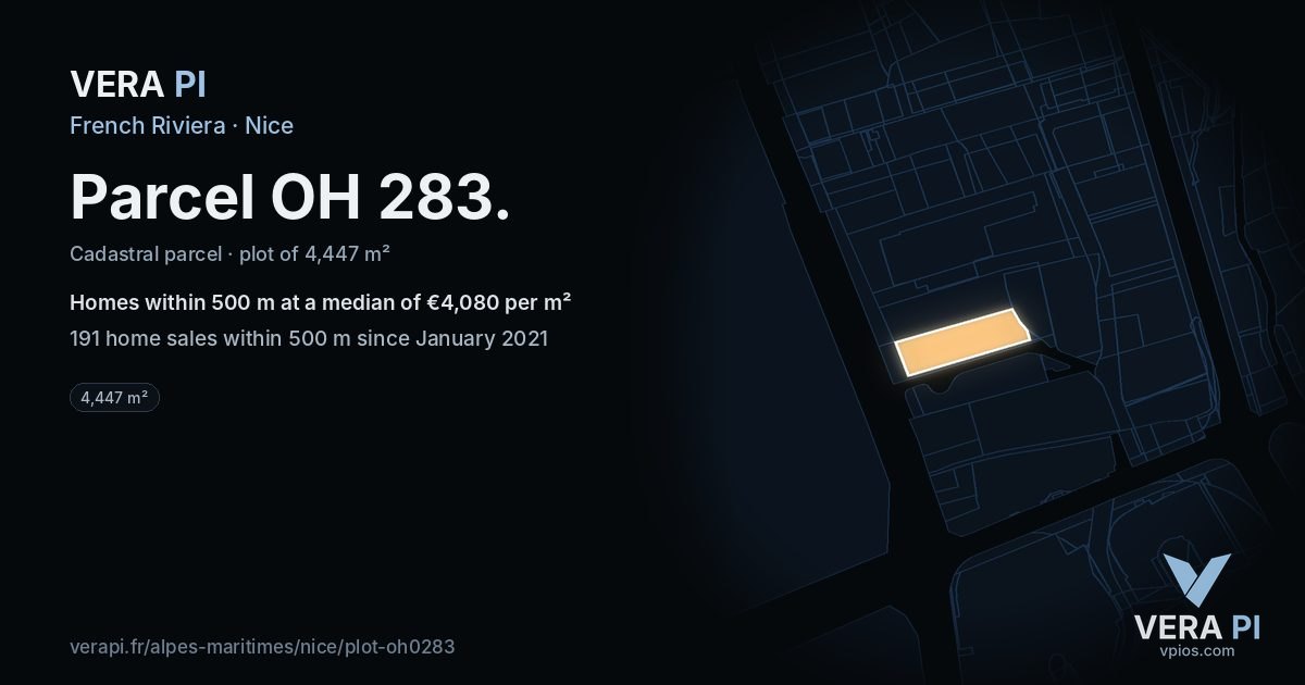 Parcel OH 283, Nice at night – the plot lit, the parcels around coloured by the prices near them