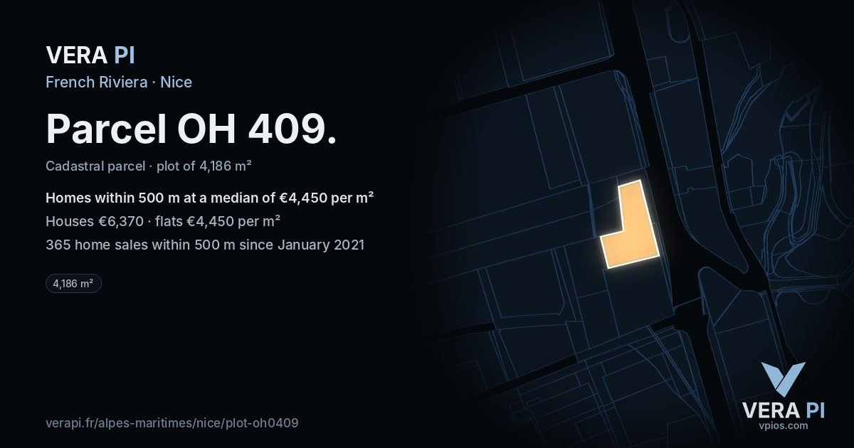 Parcel OH 409, Nice at night – the plot lit, the parcels around coloured by the prices near them