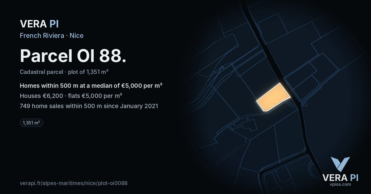 Parcel OI 88, Nice at night – the plot lit, the parcels around coloured by the prices near them