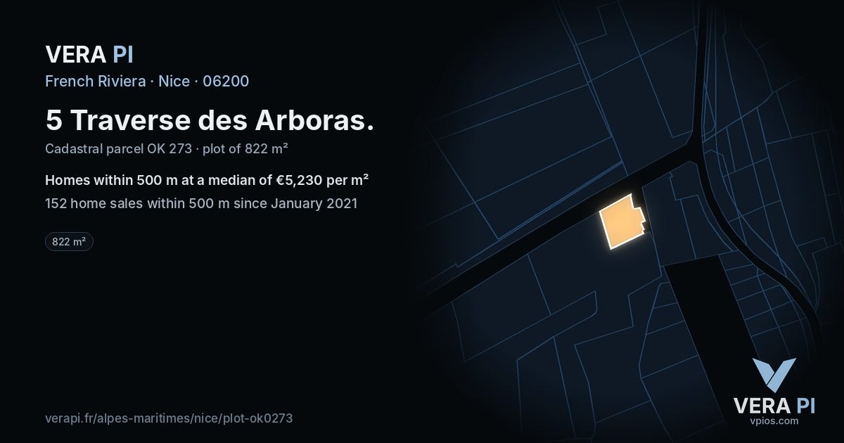 5 Traverse des Arboras, Nice at night – the plot lit, the parcels around coloured by the prices near them