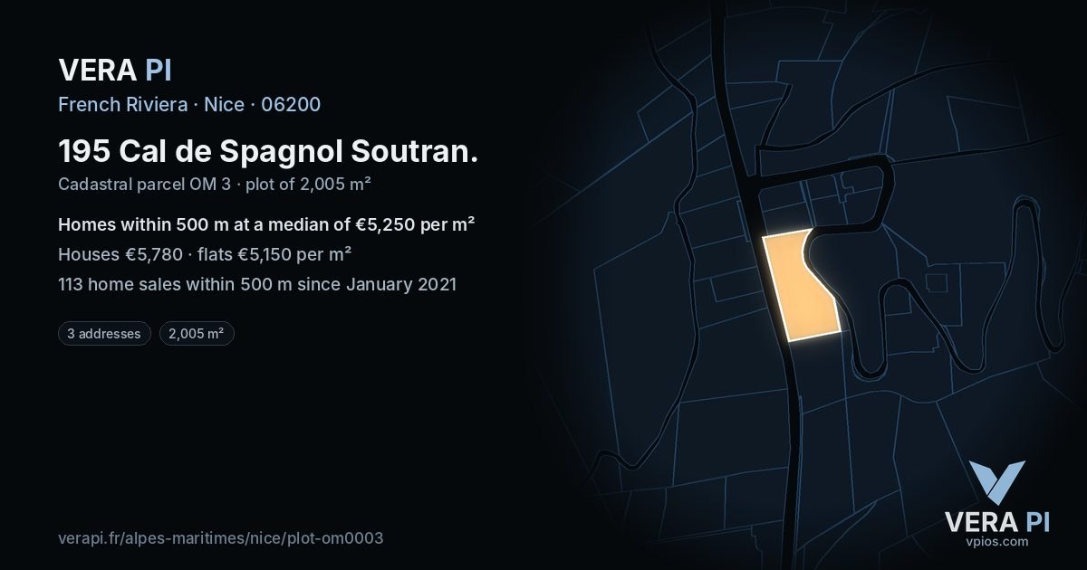 195 Cal de Spagnol Soutran, Nice at night – the plot lit, the parcels around coloured by the prices near them