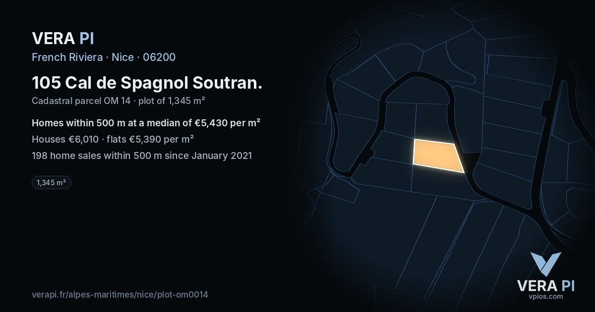 105 Cal de Spagnol Soutran, Nice at night – the plot lit, the parcels around coloured by the prices near them