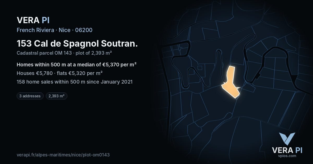 153 Cal de Spagnol Soutran, Nice at night – the plot lit, the parcels around coloured by the prices near them