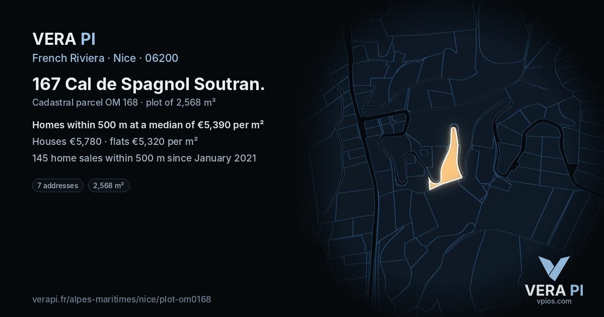 167 Cal de Spagnol Soutran, Nice at night – the plot lit, the parcels around coloured by the prices near them