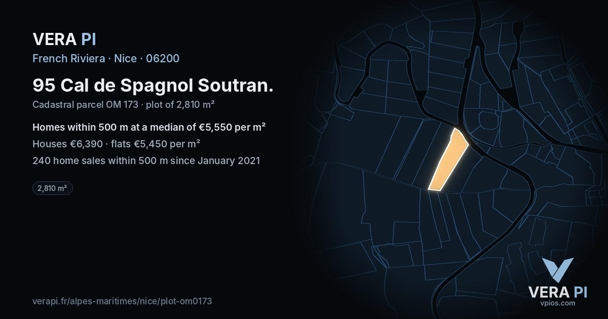 95 Cal de Spagnol Soutran, Nice at night – the plot lit, the parcels around coloured by the prices near them