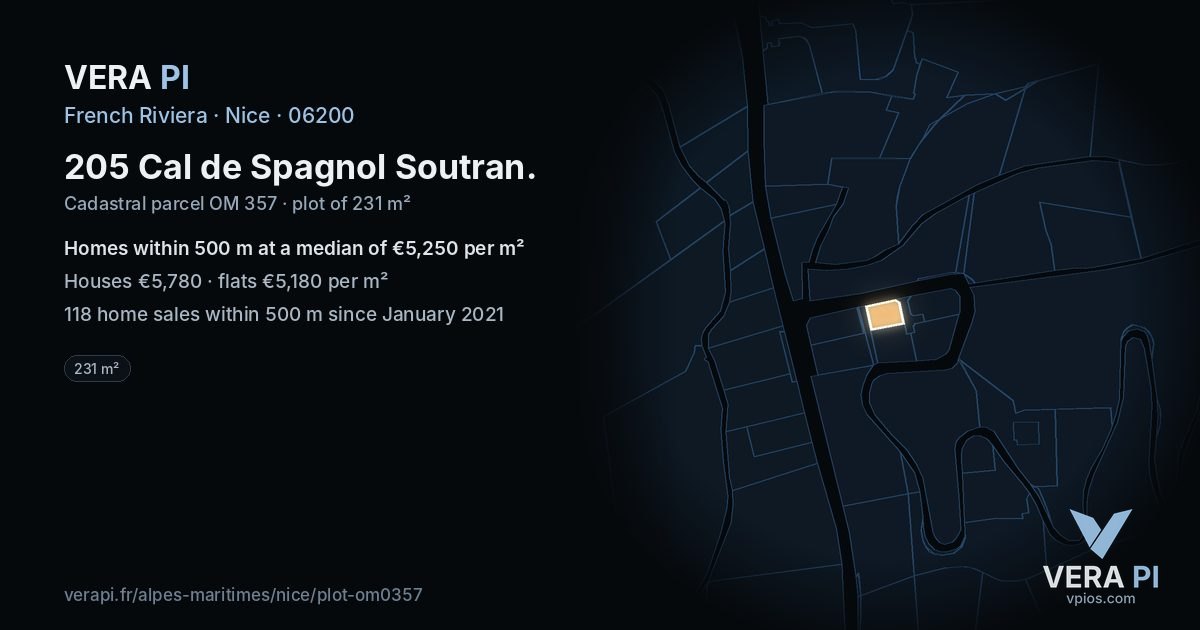 205 Cal de Spagnol Soutran, Nice at night – the plot lit, the parcels around coloured by the prices near them