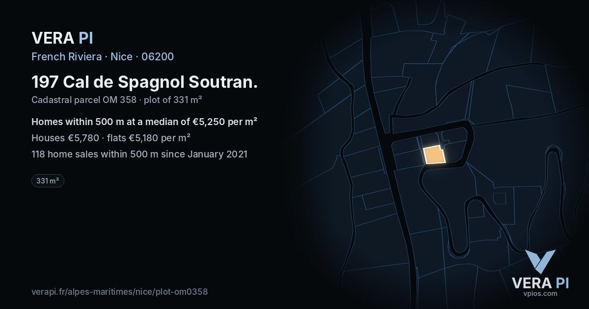 197 Cal de Spagnol Soutran, Nice at night – the plot lit, the parcels around coloured by the prices near them