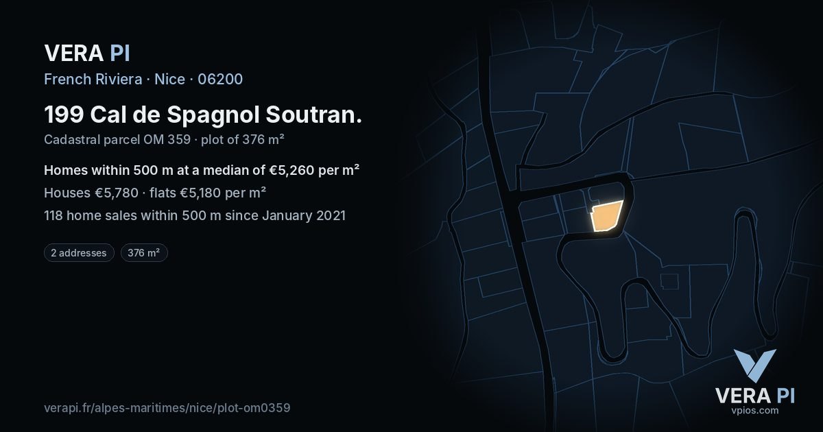 199 Cal de Spagnol Soutran, Nice at night – the plot lit, the parcels around coloured by the prices near them