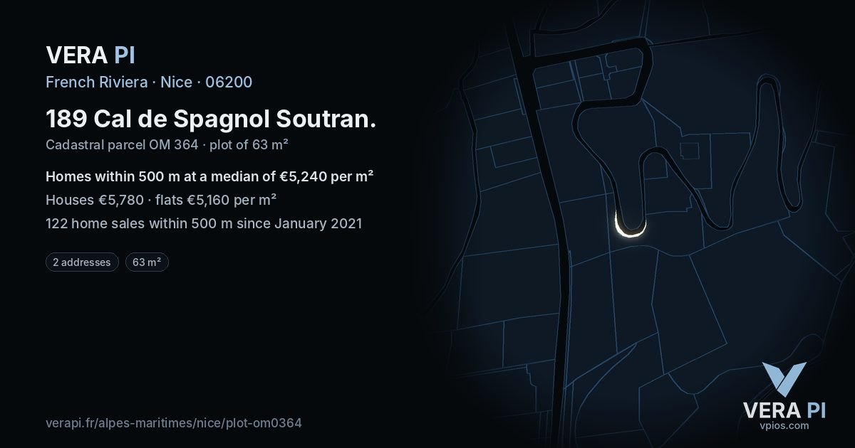 189 Cal de Spagnol Soutran, Nice at night – the plot lit, the parcels around coloured by the prices near them